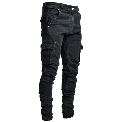 Street Elastic Jeans Men Denim Cargo Pants